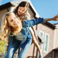 mother and daughter playing